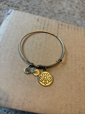 Alex and Ani Gold Lotus Charm Bangle Bracelet